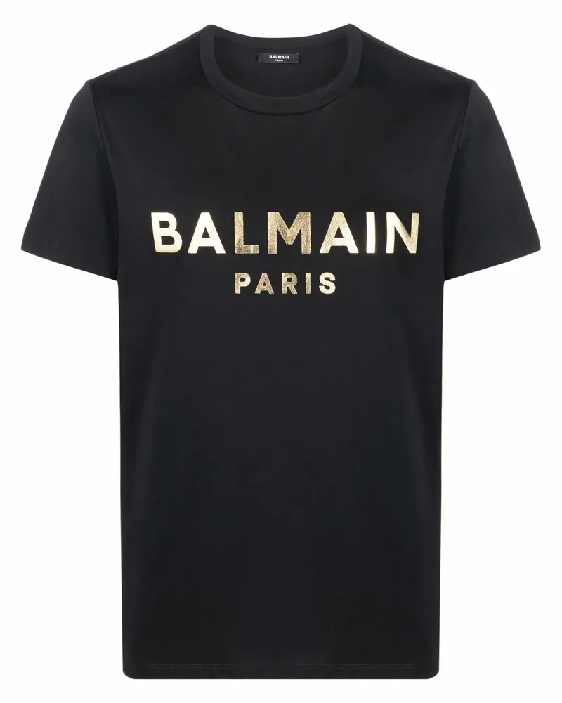 Balmain T-Shirt mit Logo-Print - Schwarz Schwarz