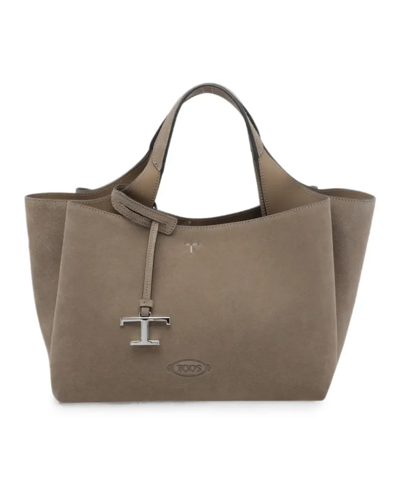 TOD'S T-logo suede tote bag - Nude Nude