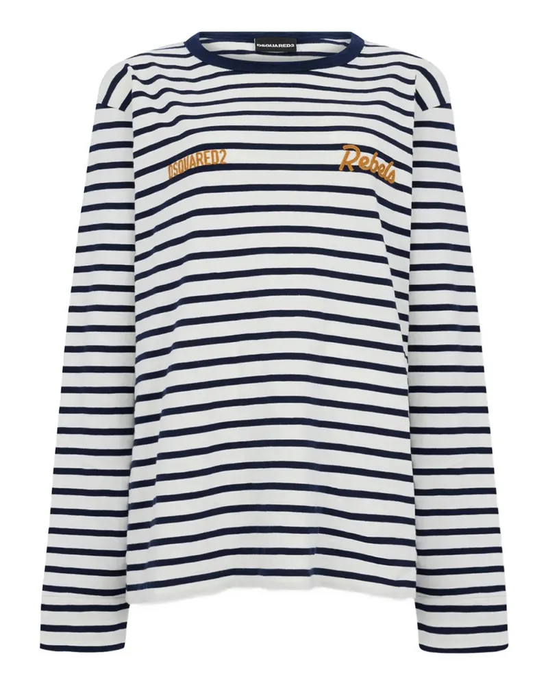 Dsquared2 Gestreiftes T-Shirt - Weiß Weiß
