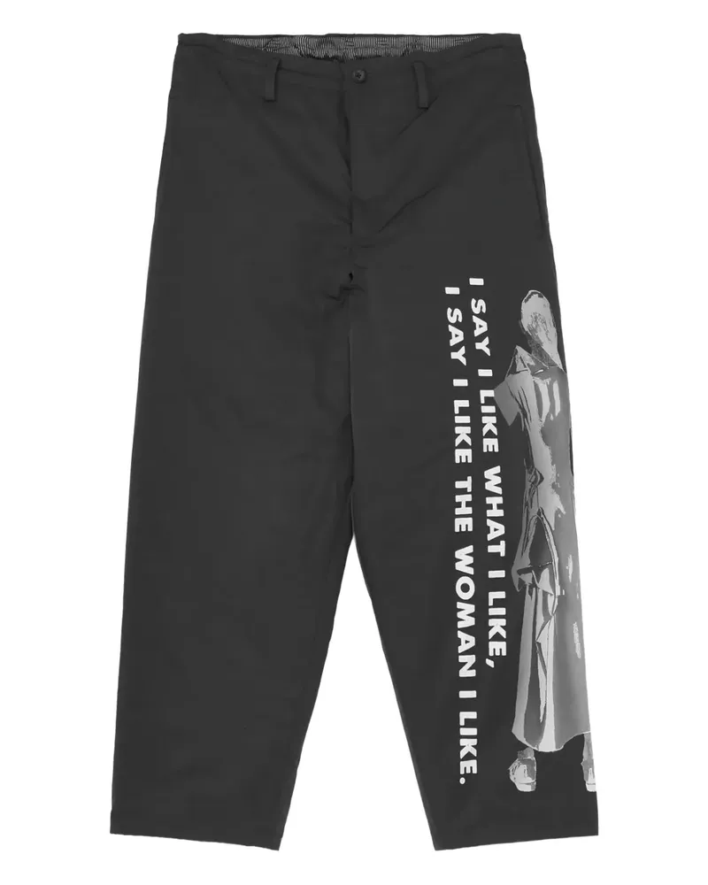 Yohji Yamamoto Hose mit grafischem Print - Schwarz Schwarz