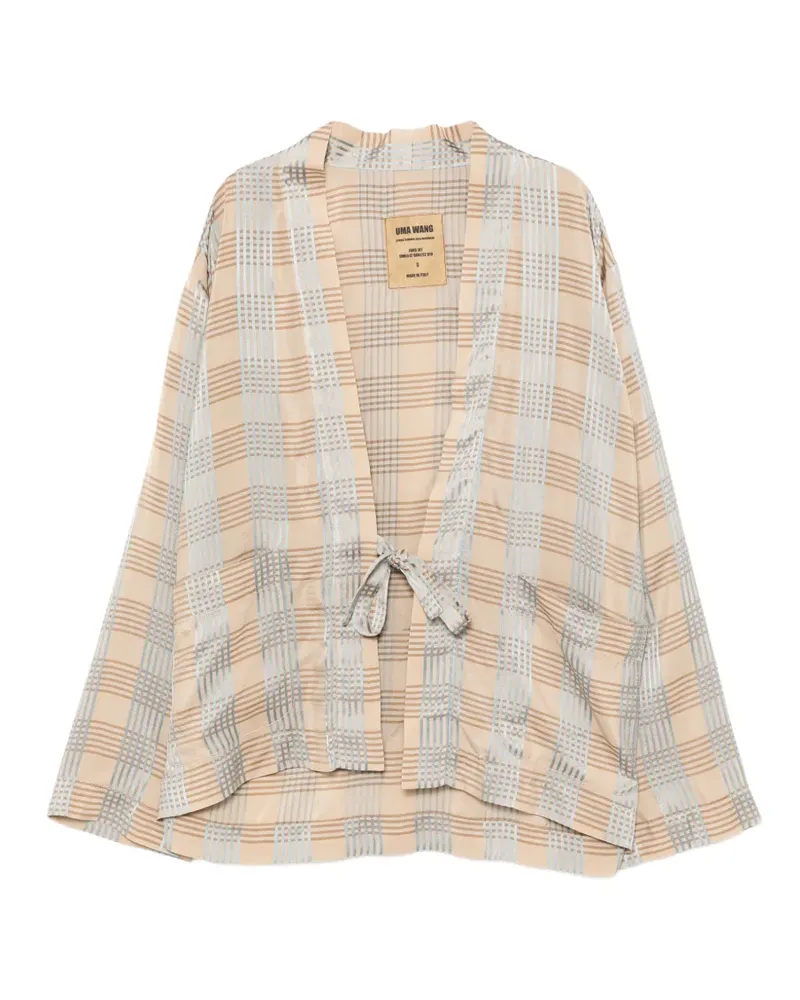 Uma Wang Karierte Jacke mit Krawatte - Nude Nude