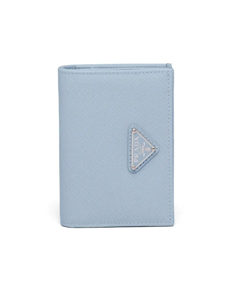 Prada Kleines Portemonnaie mit Logo-Schild - Blau Blau