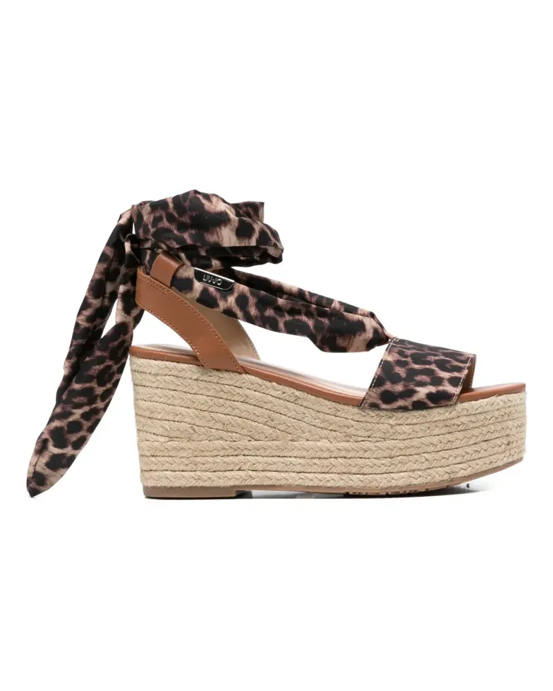 Liu Jo Wedge-Sandalen mit Leopardenprint - Nude Nude