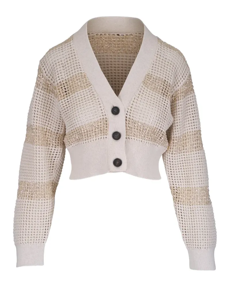 Brunello Cucinelli Klassischer Cropped-Cardigan - Nude Nude