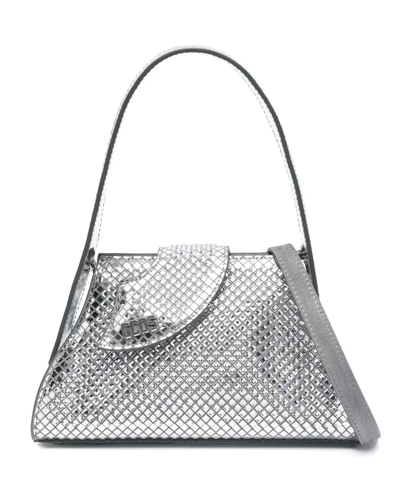 GCDS Kleine Comma Tasche aus metallischem Leder - Silber Silber