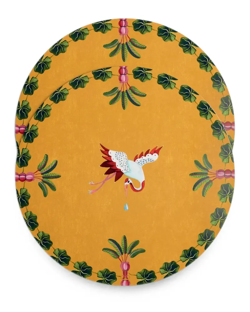 La DoubleJ Spirit Stork Tischsets (2er-Set) - Gelb Gelb