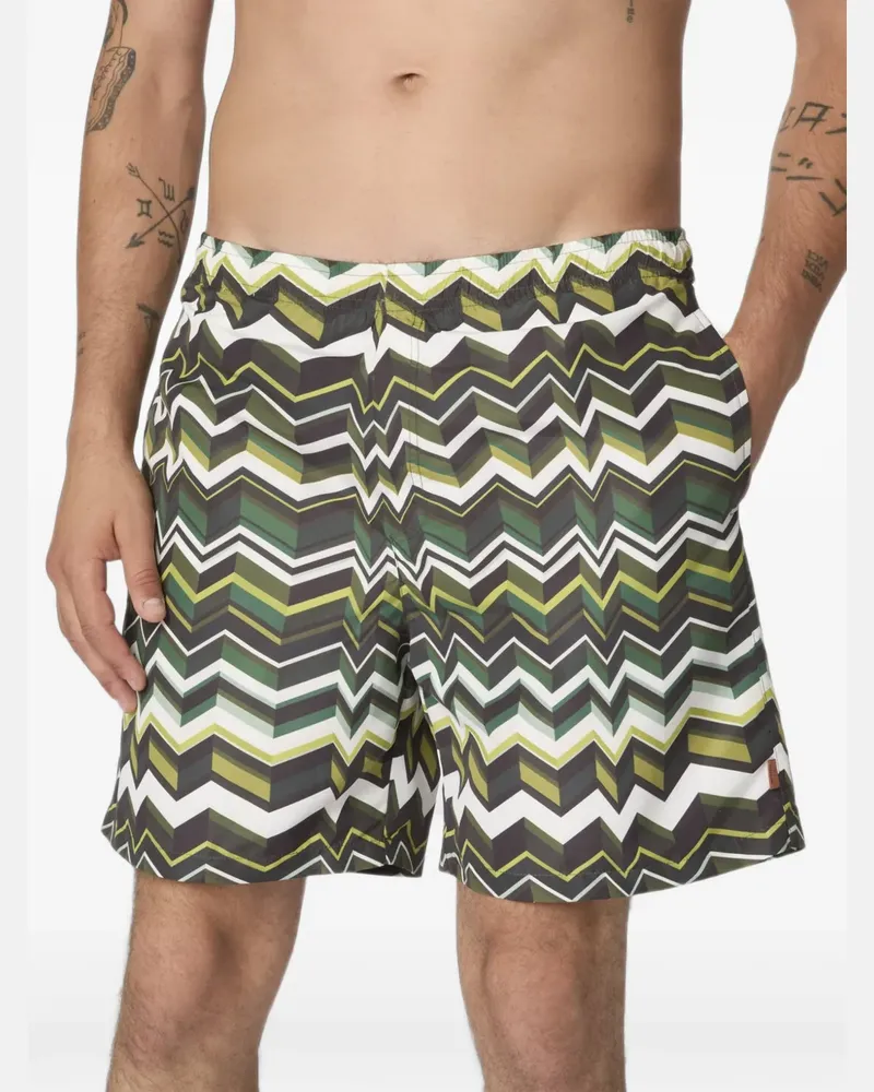 Missoni Badeshorts mit Zickzackmuster - Grün Grün