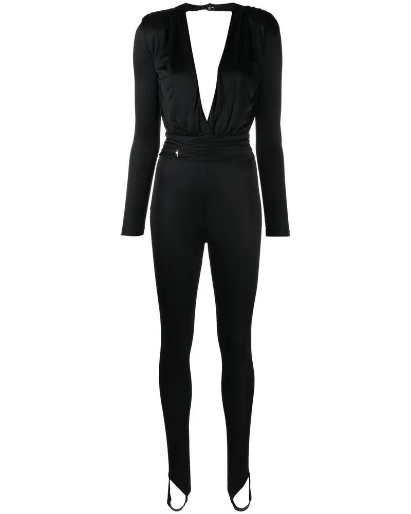 Philipp Plein Jumpsuit mit tiefem V-Ausschnitt Schwarz