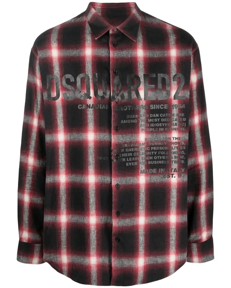 Dsquared2 Kariertes Hemd mit Logo-Print - Rot Rot