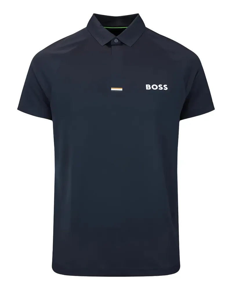 HUGO BOSS logo-print raglan-sleeve polo shirt - Blau Blau
