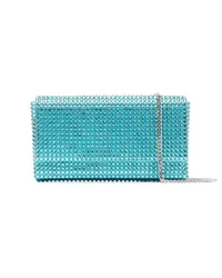 Amina Muaddi Paloma Clutch mit Kristallen Blau