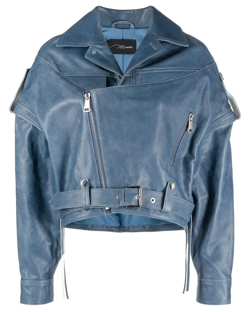 Manokhi Klassische Lederjacke - Blau Blau