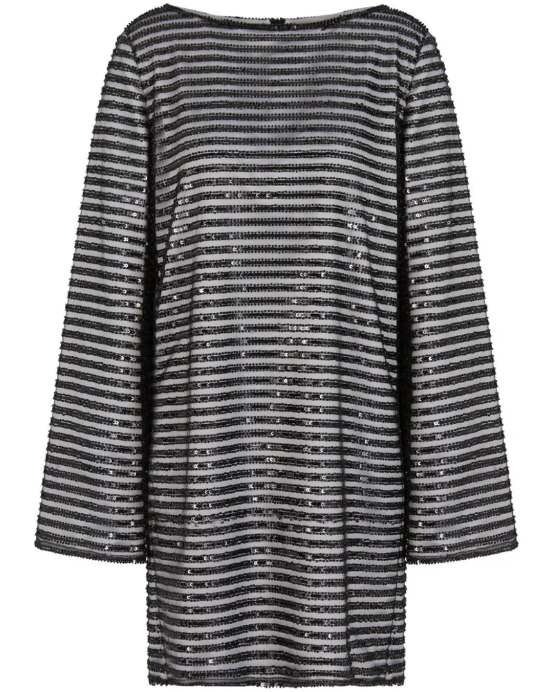 Emporio Armani Etuikleid mit Paillettenstreifen - Schwarz Schwarz