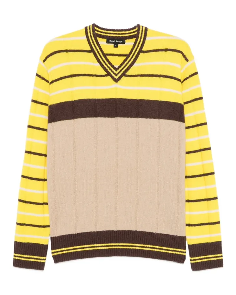 Meryll Rogge striped V-neck sweater - Gelb Gelb