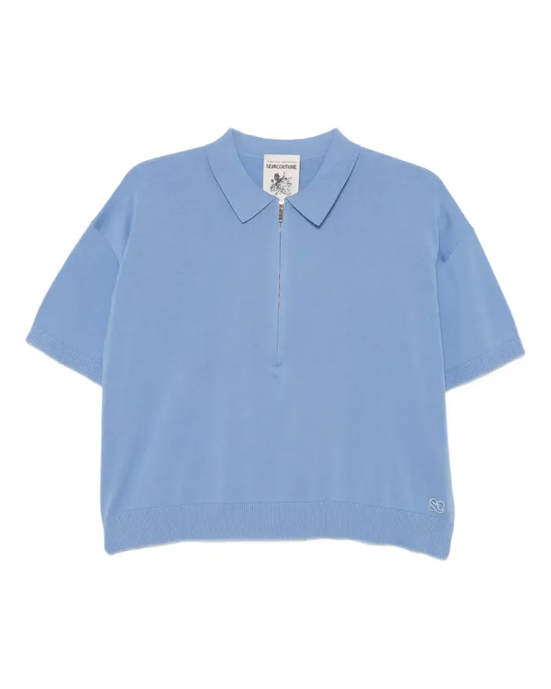 Semicouture short-sleeve polo top - Blau Blau