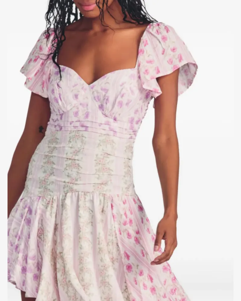 LoveShackFancy Irvine floral mini dress - Rosa Rosa