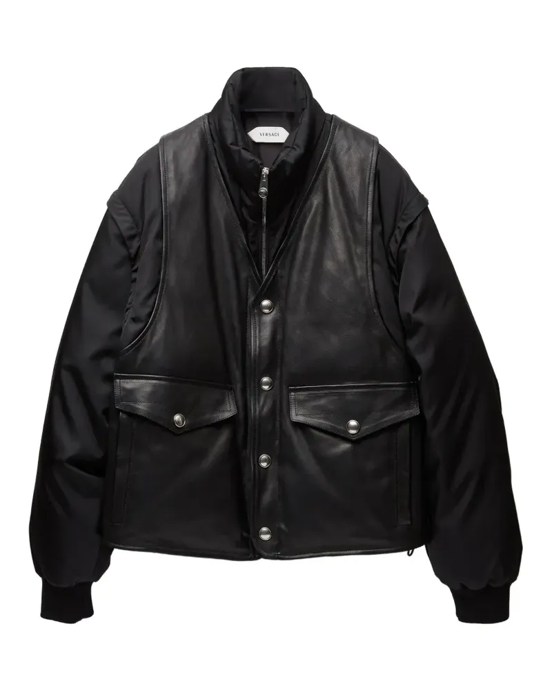 Versace Wattierter Blouson aus Leder und Nylon - Schwarz Schwarz