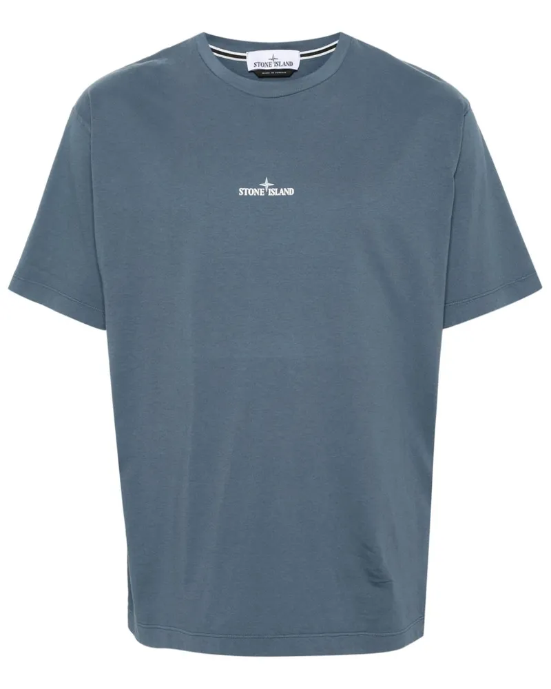 Stone Island T-Shirt mit Logo-Print - Blau Blau