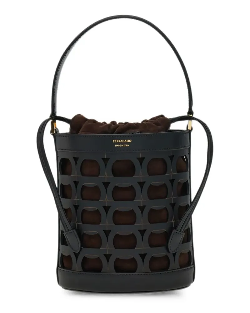 Ferragamo Gancini Beuteltasche mit Laser-Cuts - Schwarz Schwarz