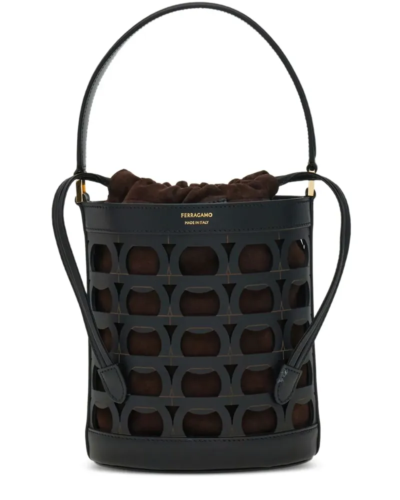 Ferragamo Gancini Beuteltasche mit Laser-Cuts - Schwarz Schwarz