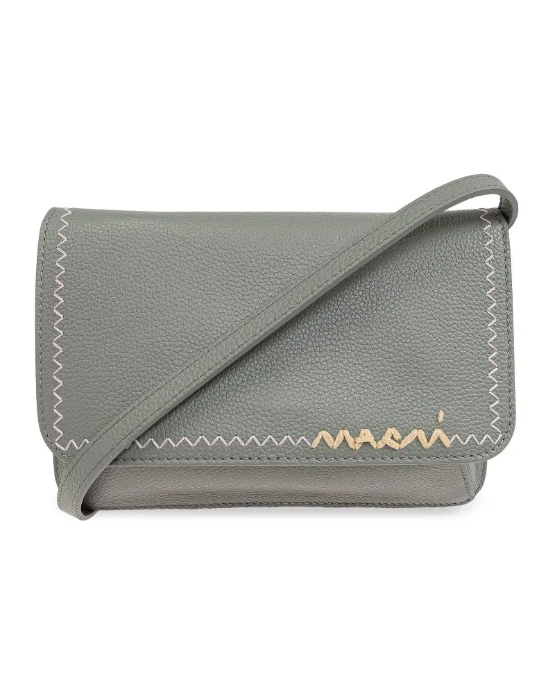Marni Schultertasche mit Logo-Stickerei - Grau Grau