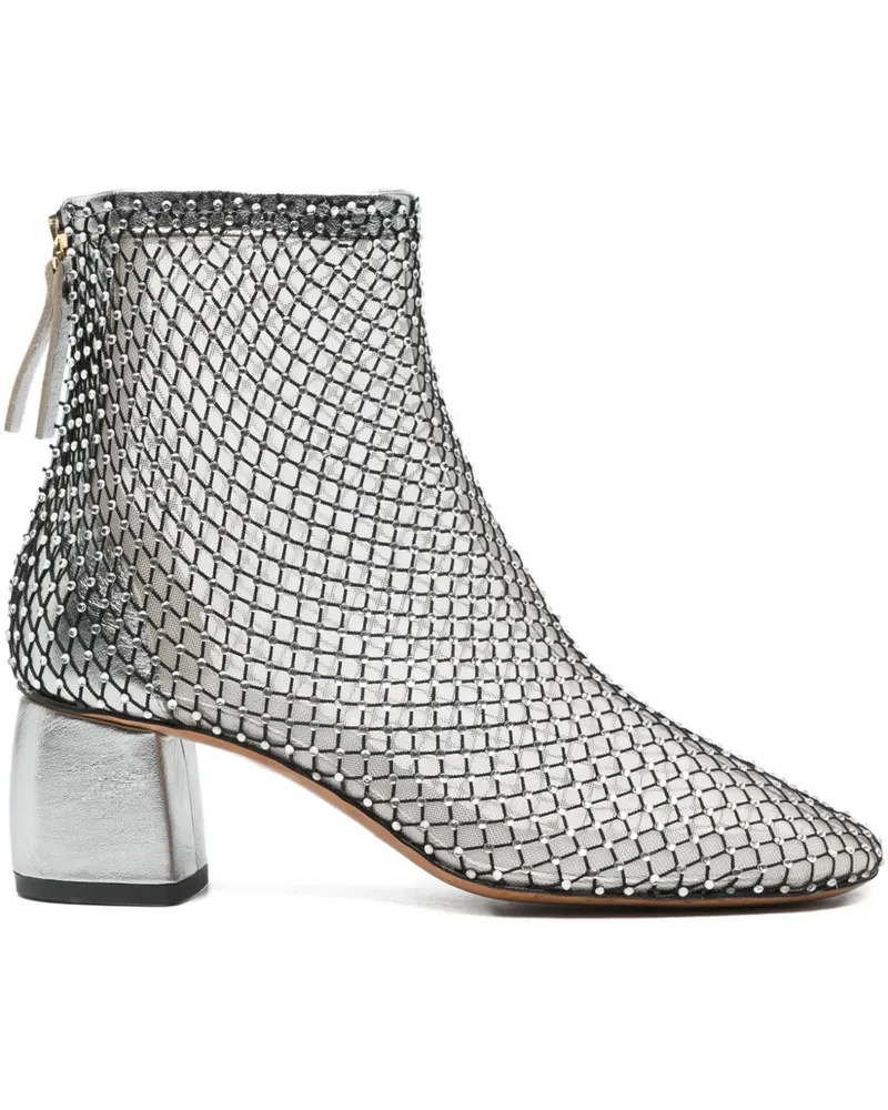 forte_forte Stiefel mit Mesh-Einsatz - Silber Silber