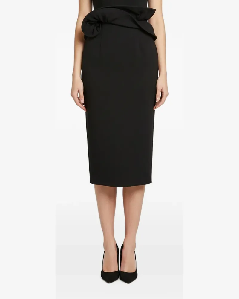 Magda Butrym flower-detail midi skirt - Schwarz Schwarz