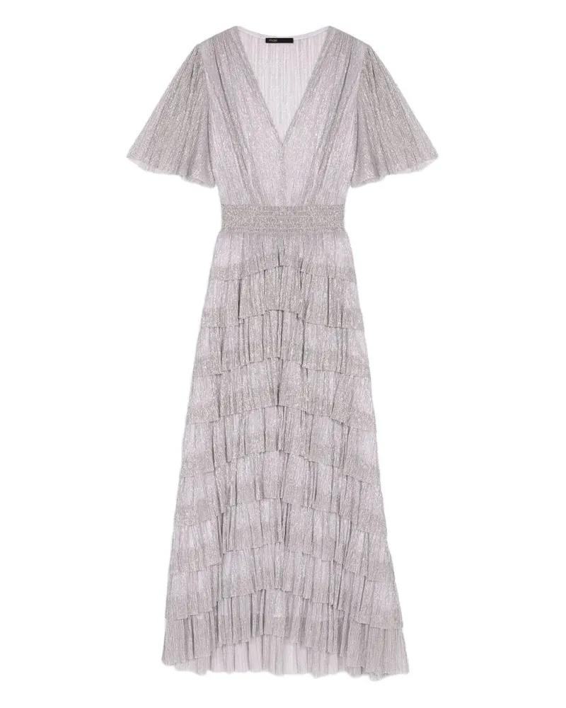 Maje Metallic-Kleid mit Rüschen - Silber Silber