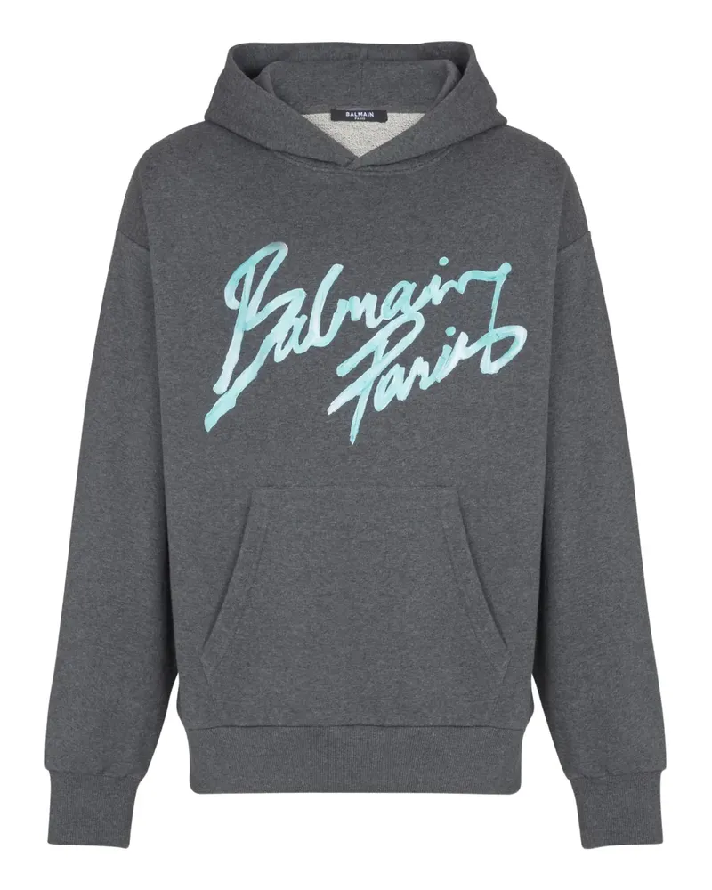 Balmain Hoodie mit Print - Grau Grau