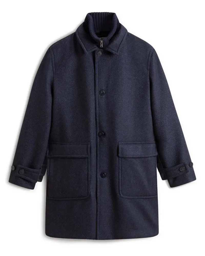 Woolrich Mantel mit Fischgrätenmuster - Blau Blau