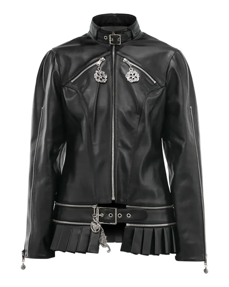 CHOPOVA LOWENA pleated buckle jacket - Schwarz Schwarz