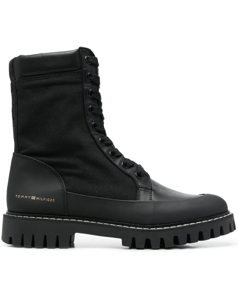 Tommy Hilfiger Schnürstiefel mit Logo-Stempel Schwarz