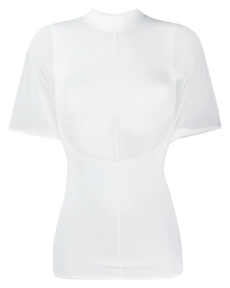 Courrèges Schmales T-Shirt mit Stehkragen - Weiß Weiß