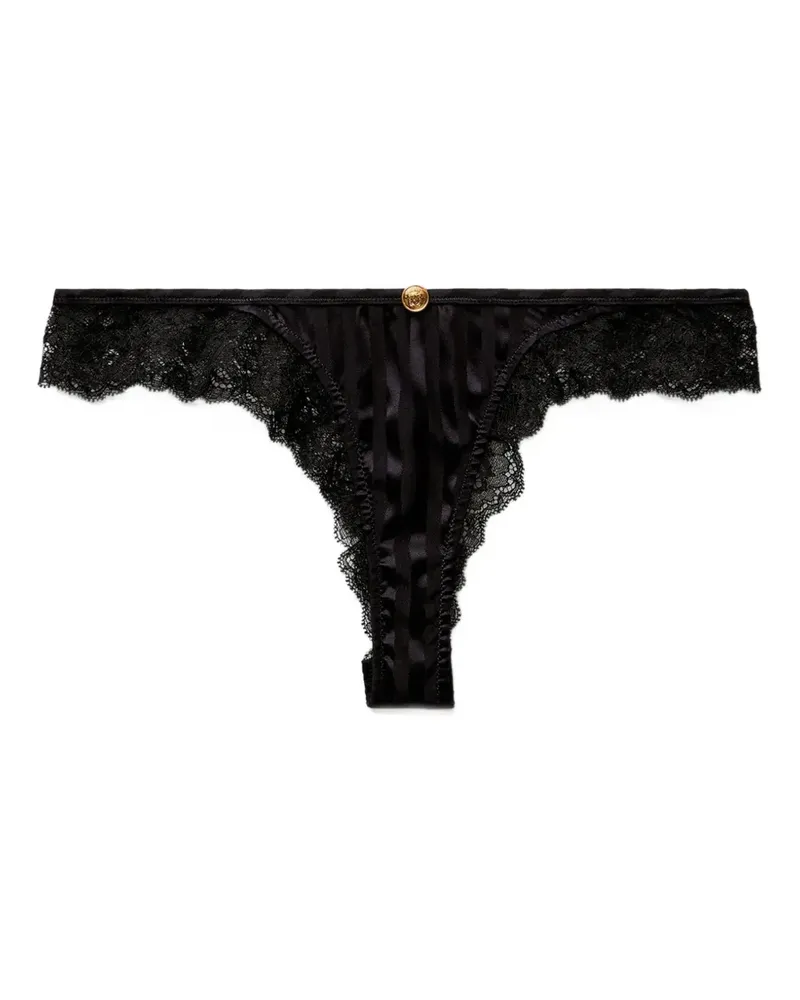 Versace Jacquard-Slip aus Seide mit Spitzenbesatz - Schwarz Schwarz