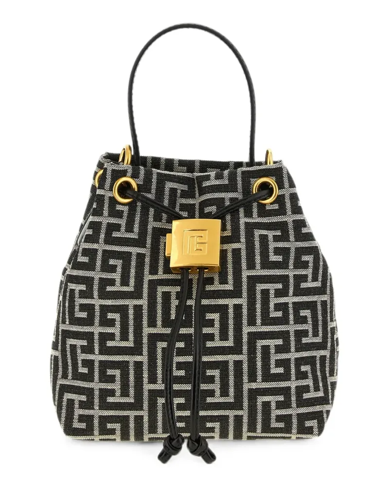 Balmain Pulse monogram jacquard bucket bag - Schwarz Schwarz