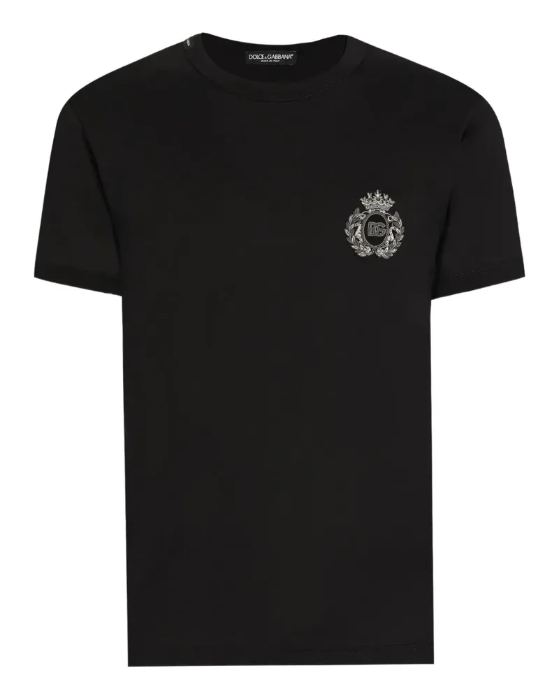 Dolce & Gabbana T-Shirt mit Logo-Stickerei - Schwarz Schwarz
