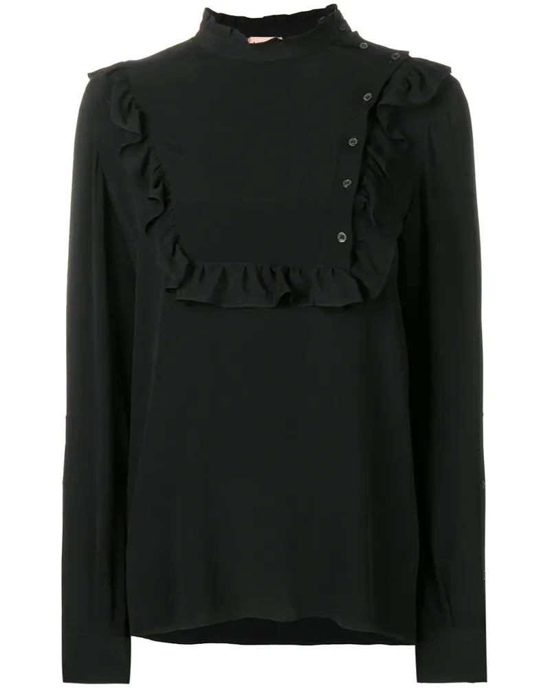 N° 21 Bluse mit Rüschen - Schwarz Schwarz