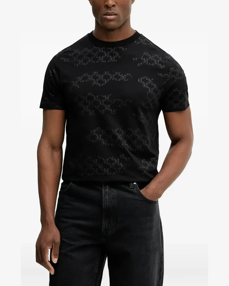 Karl Lagerfeld monogram-pattern short-sleeve T-shirt - Schwarz Schwarz