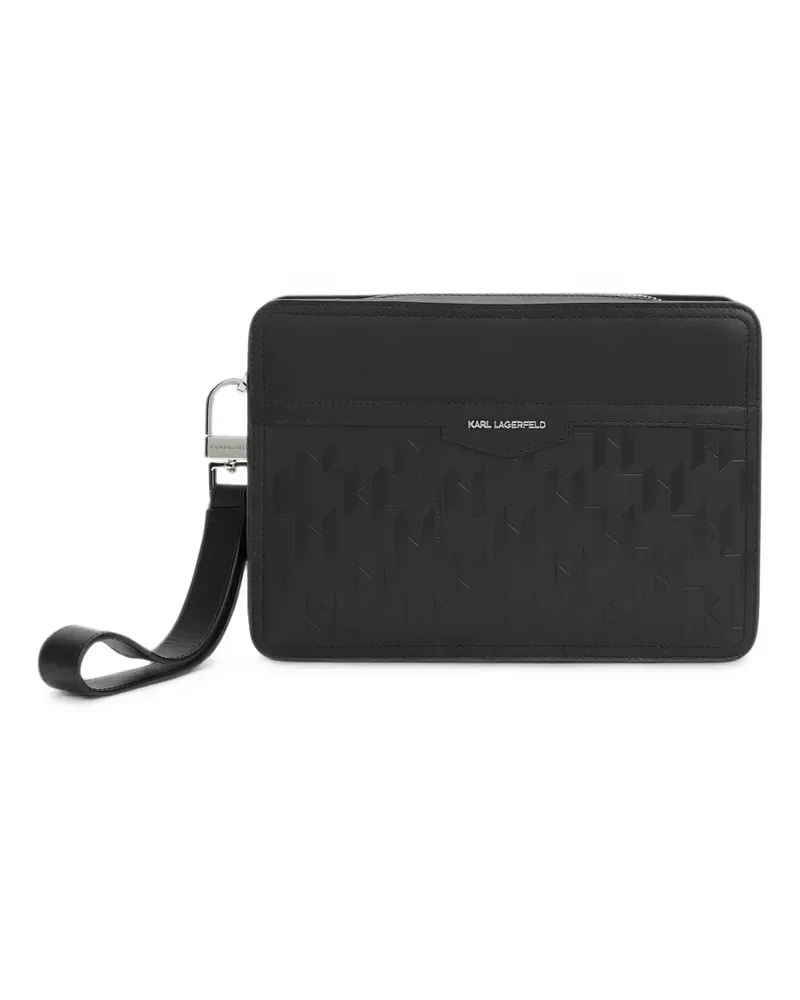 Karl Lagerfeld K/Loom Clutch aus Leder - Schwarz Schwarz