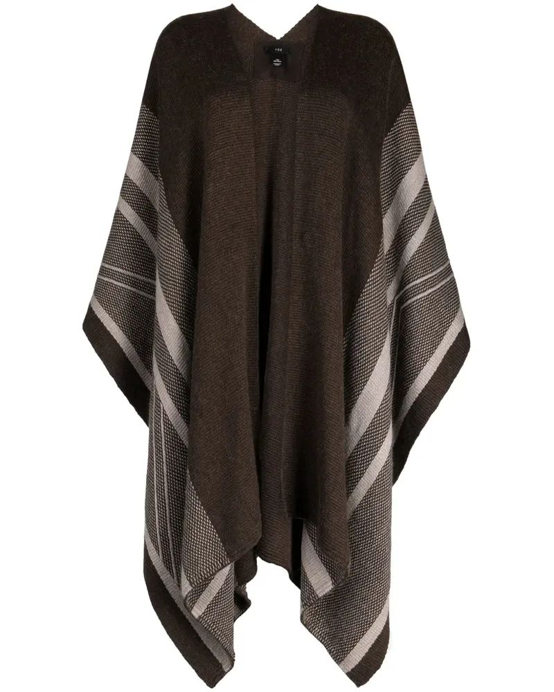 VOZ Offener Poncho mit Streifen - Braun Braun