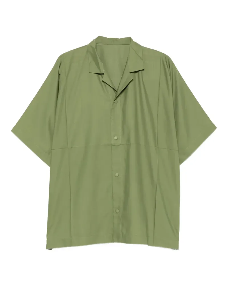 Issey Miyake short-sleeved camp-collar shirt - Grün Grün