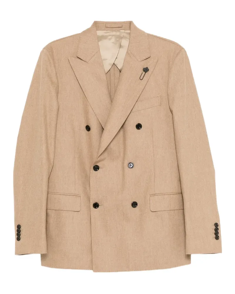 LARDINI double-breasted peak-lapels blazer - Nude Nude