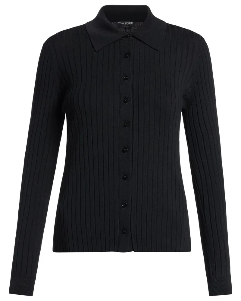 Tom Ford Strickoberteil mit Poloshirtkragen - Schwarz Schwarz