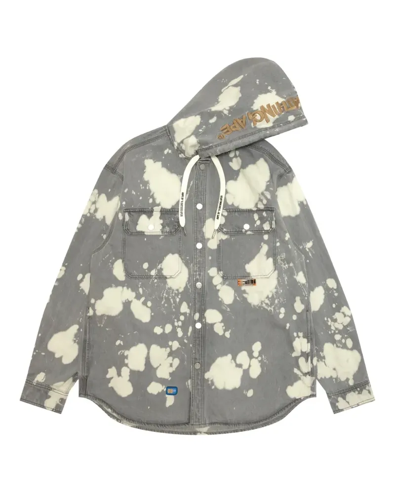 BAPE Kapuzen-Hemdjacke mit Farbklecks-Muster - Grau Grau