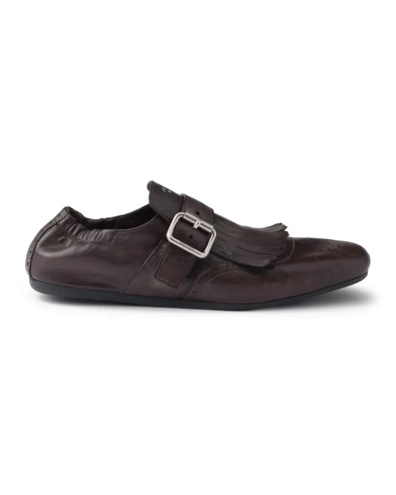 Prada Schnallenschuhe mit Fransen - Braun Braun