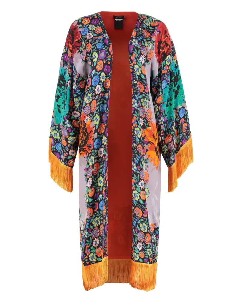 Etro Poncho mit Print - Grau Grau