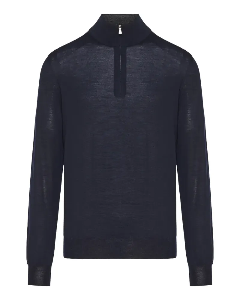 Gran Sasso quarter-zip fine-knit sweater - Blau Blau