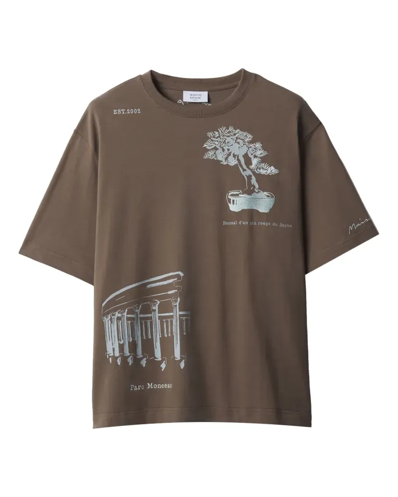 Kitsuné Parcs of Paris T-Shirt mit grafischem Print - Grün Grün
