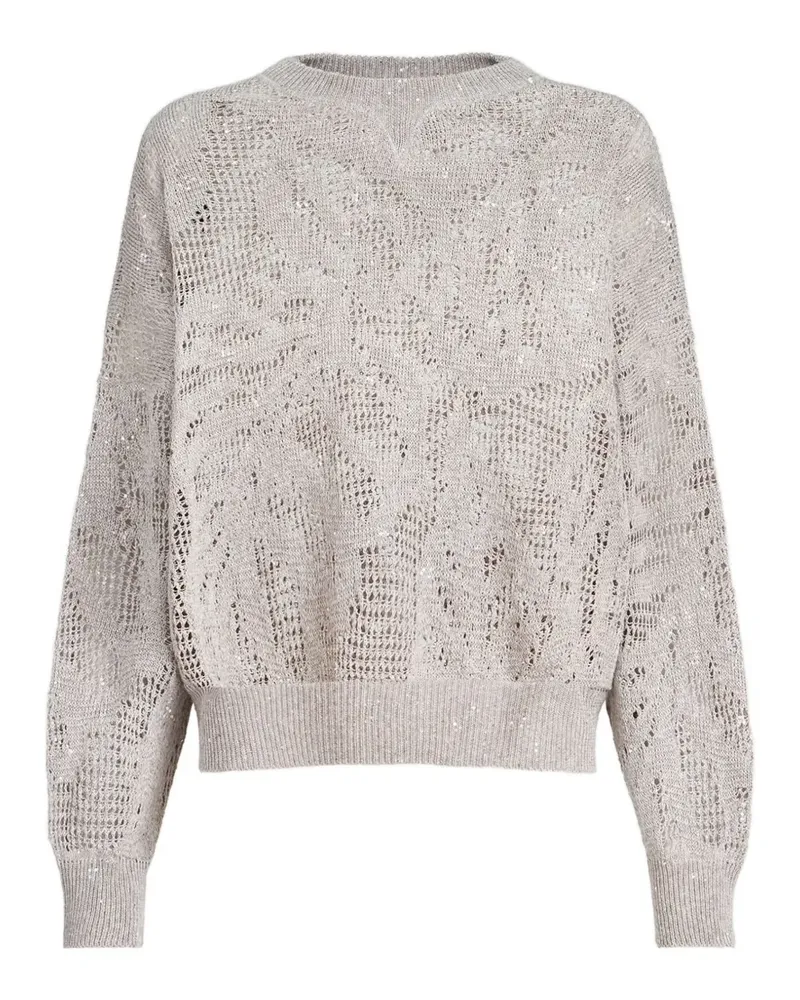 Brunello Cucinelli Pullover mit Lochstrickmuster - Nude Nude