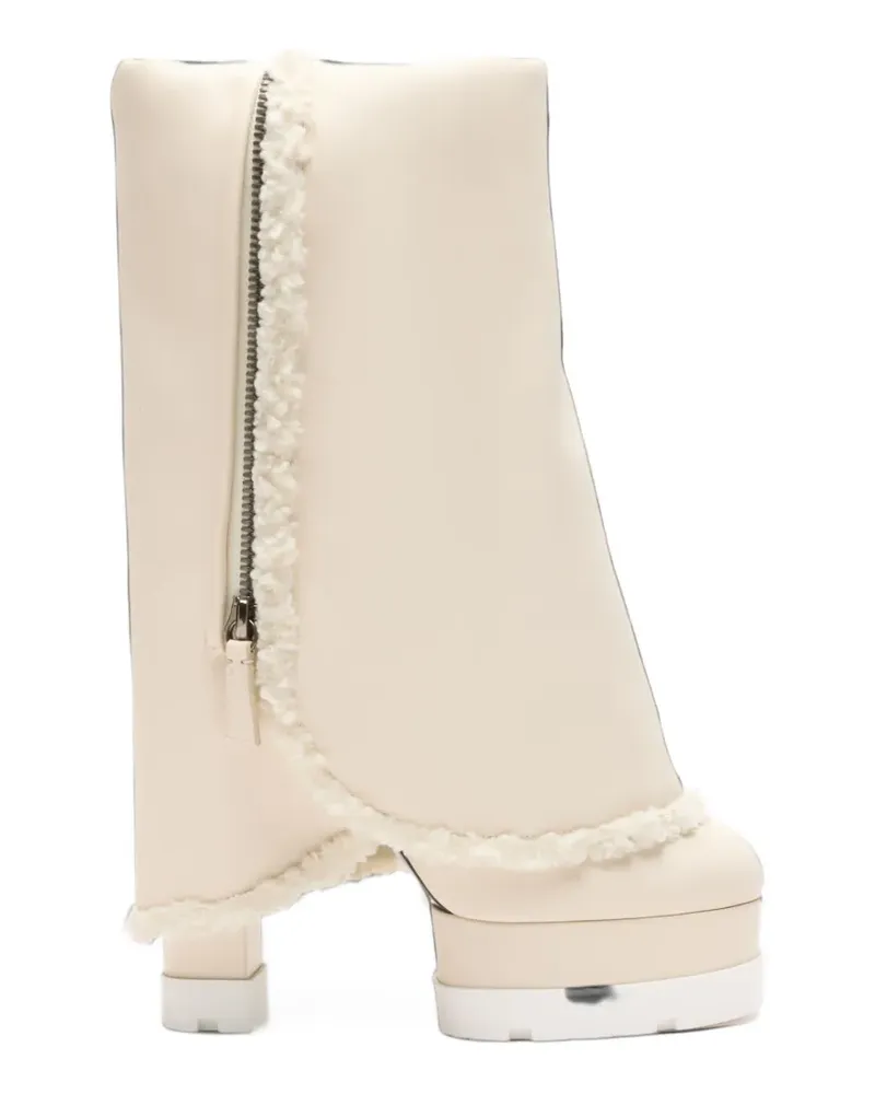 Casadei Nancy Winnipeg faux-fur trim ankle boots - Nude Nude